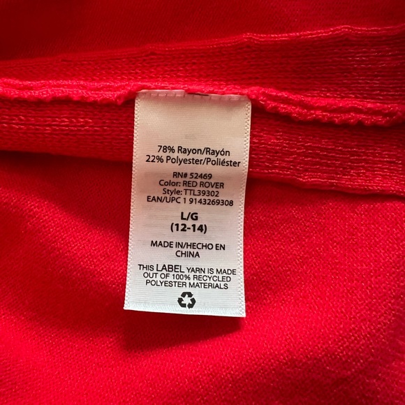 Time and Tru Bright Red Women's Cardigan - Picture 9 of 12